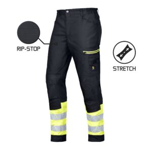 MEGAWORK RIP-STOP STRETCH ČIERNE NOHAVICE V PÁSE