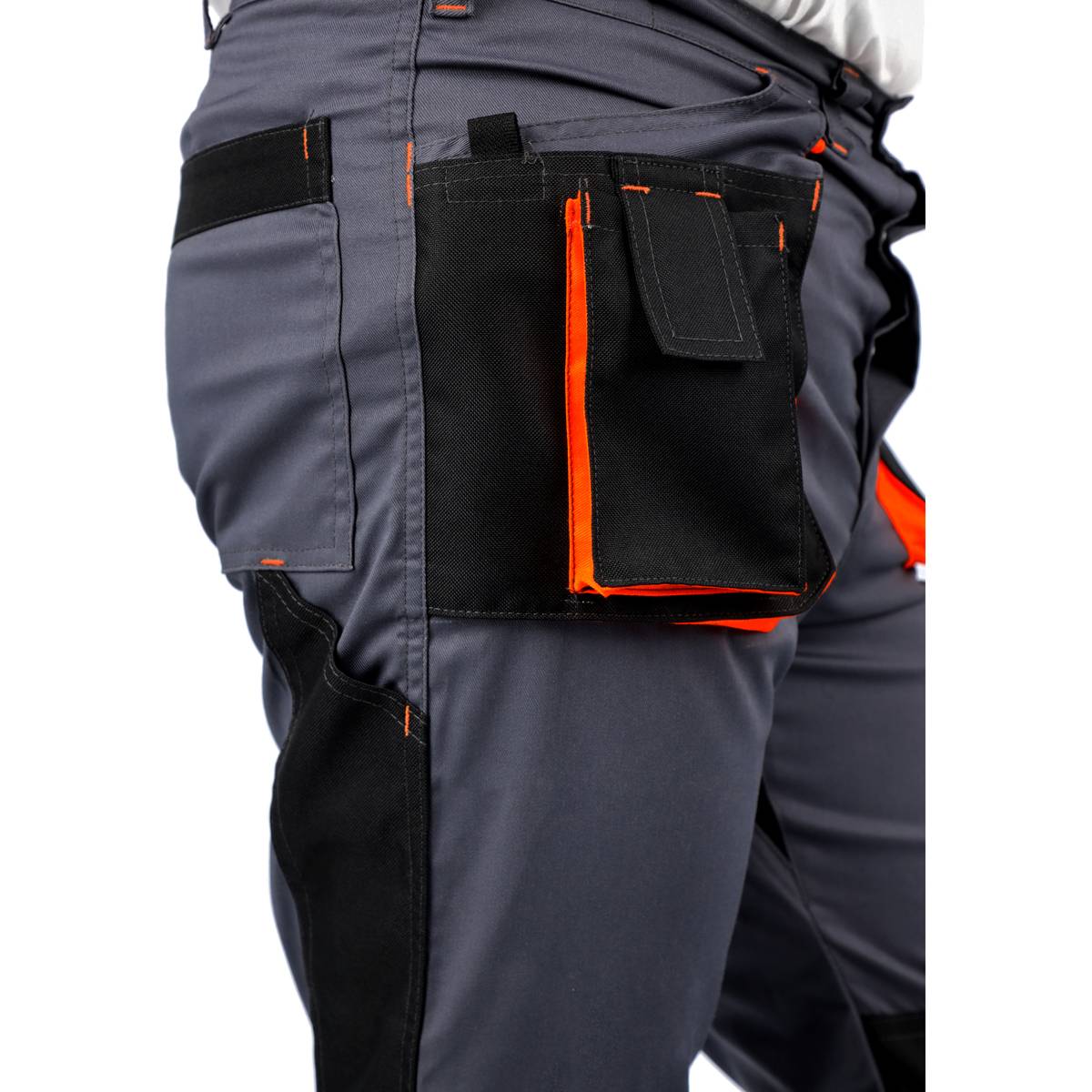 PROMAN STRETCH 250 PÁSOVÉ NOHAVICE SIVO ORANŽOVÉ – Obrázok 6