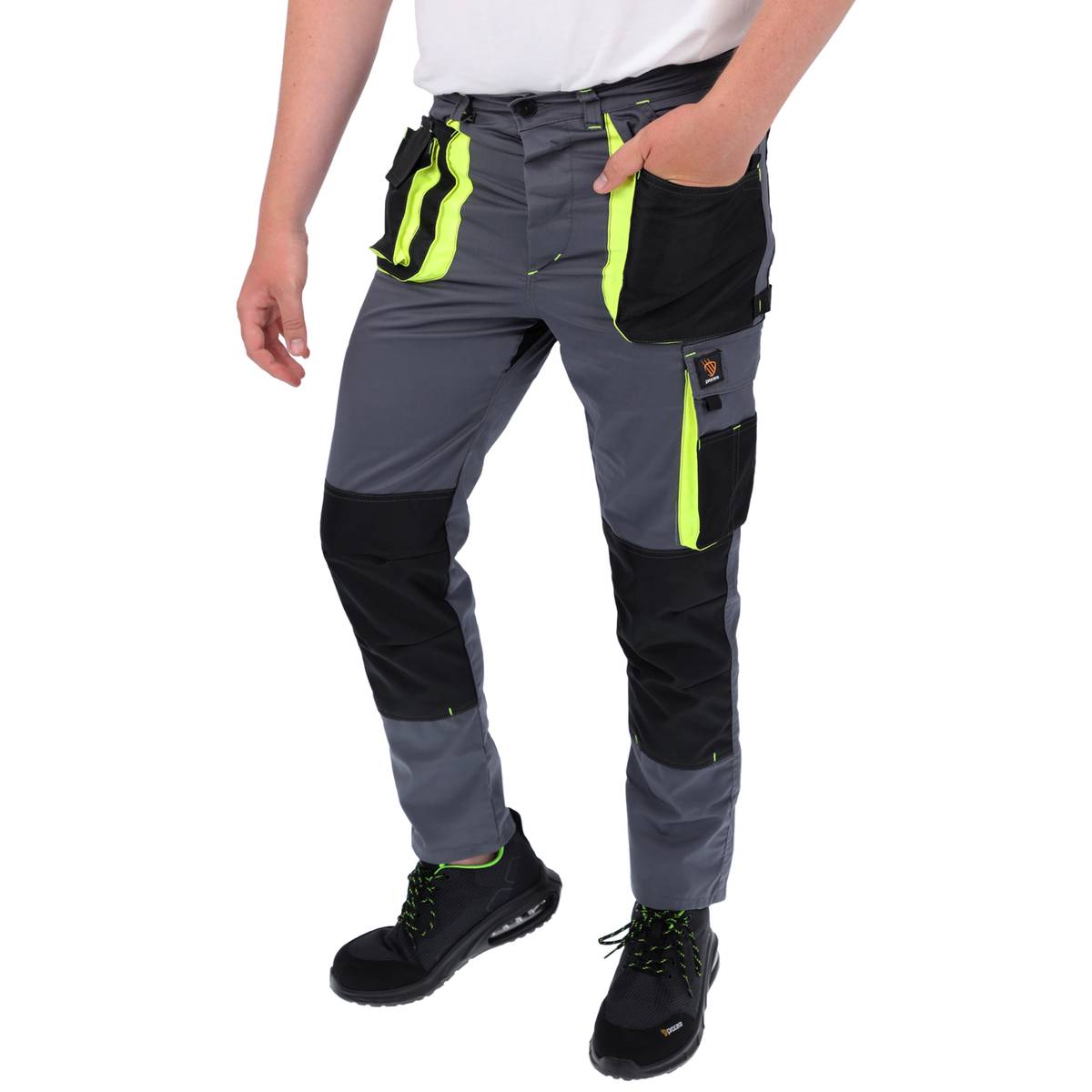 PROMAN STRETCH 250 PÁSOVÉ NOHAVICE SIVÉ ŽLTÉ – Obrázok 5
